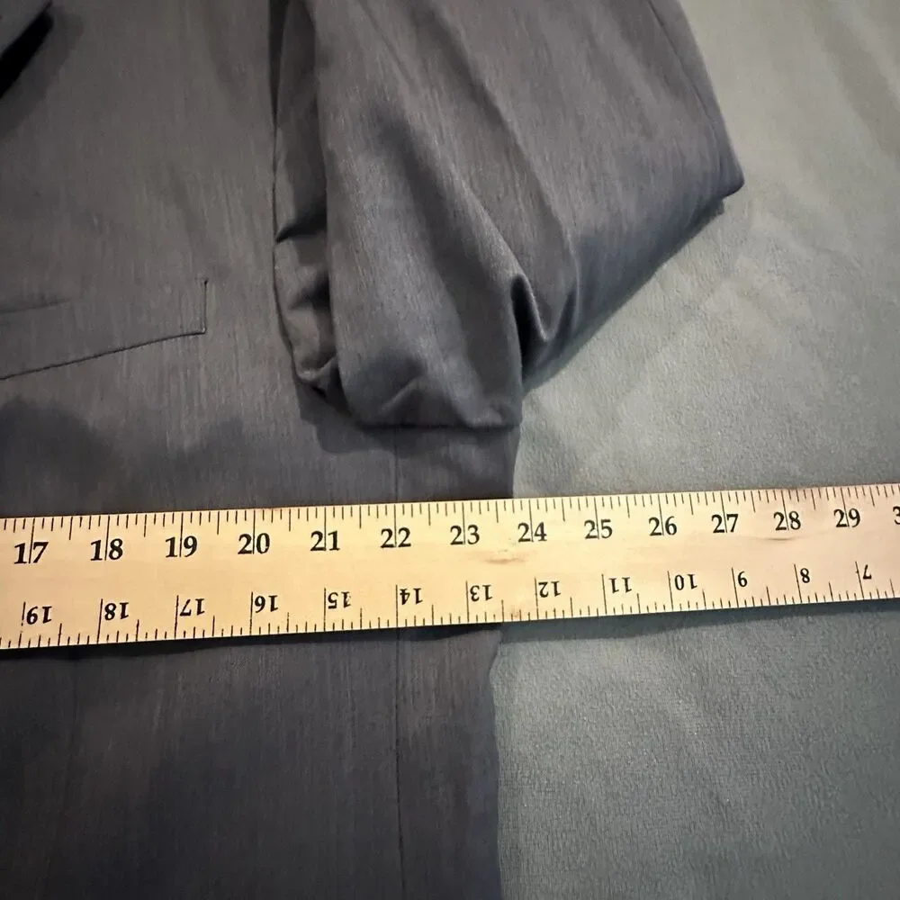 Ralph Lauren Suit Jacket Men's 48L 100% Wool 2 Piece Pleated Pants 37x30.5 Gray
